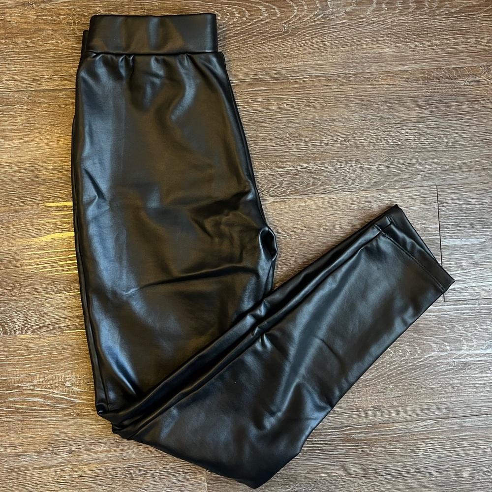 Alya Black Faux Leather Pants